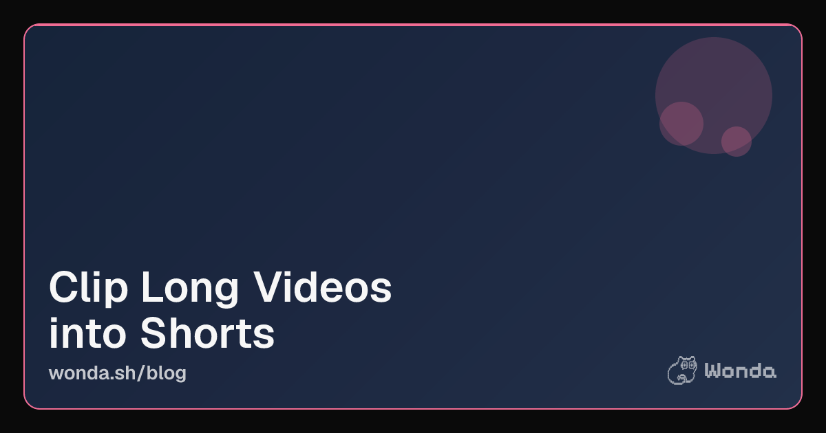 Terminal running the wonda clipping command beside a vertical phone showing a captioned short clip with a word-by-word highlight