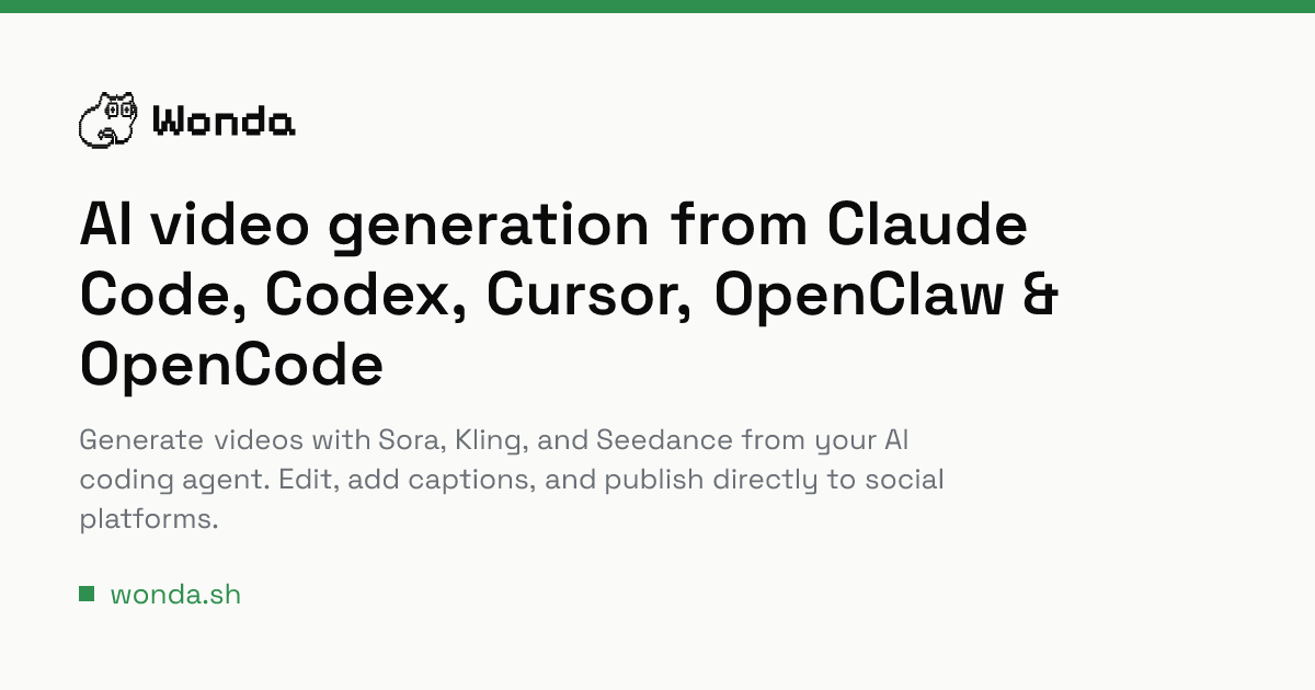 AI video generation from Claude Code, Codex, Cursor, OpenClaw ...